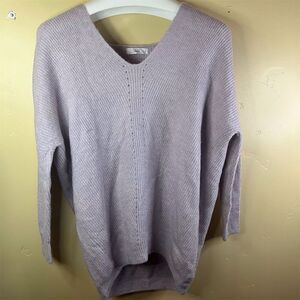 Talulah Women's V-Neck Ribbed Pullover‎ Sweater Purple Size Small Career Wear
